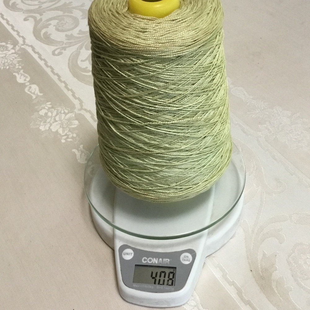 Pearl cotton imported from France by Joseph Galler in lemon lime color.